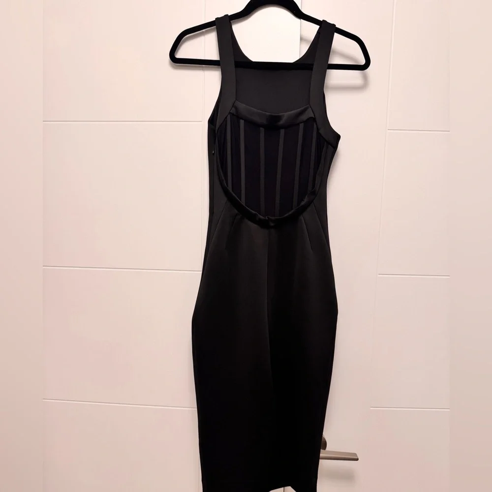 Marciano Black Scuba Midi Dress Party Cocktail Fitted Size XS - Picture 1 of 9